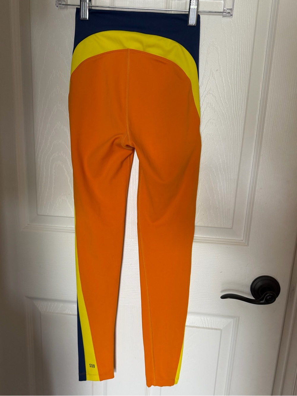 SPLITS59 Women's Orange Colorblock Active Leggings XS - Picture 3 of 6